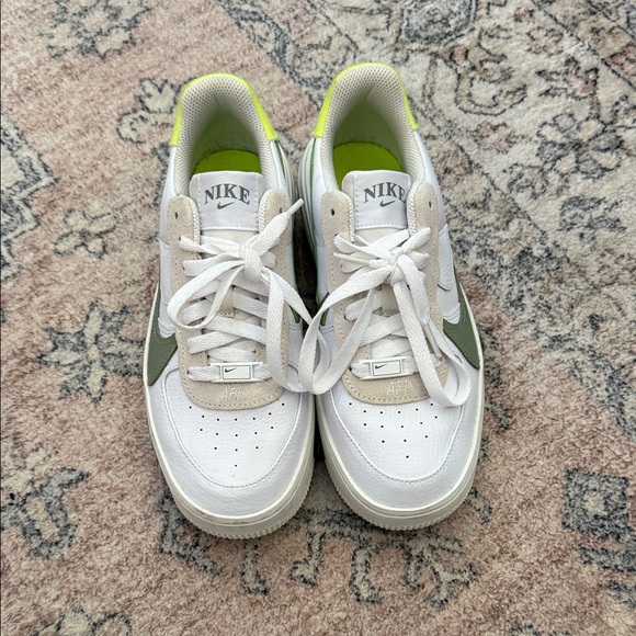 Nike Shoes - Nike White and Green Air Force 1